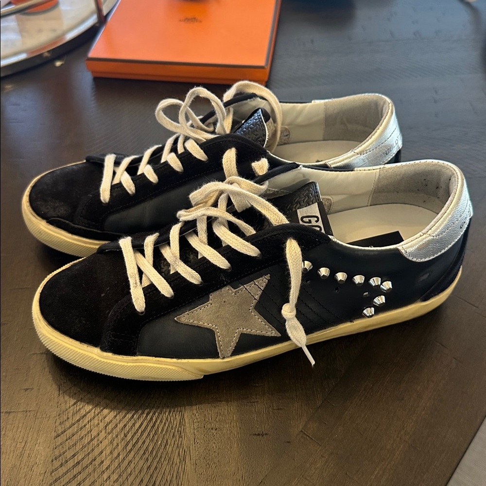 Black golden goose sneakers with studs
